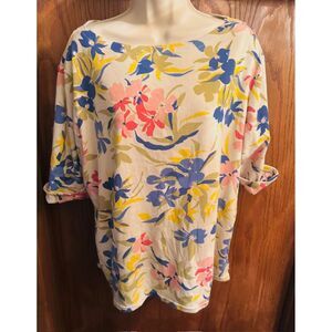 Lauren Ralph Lauren Women Garden Party Cotton Blend Floral Short Sleeves Top 2XL